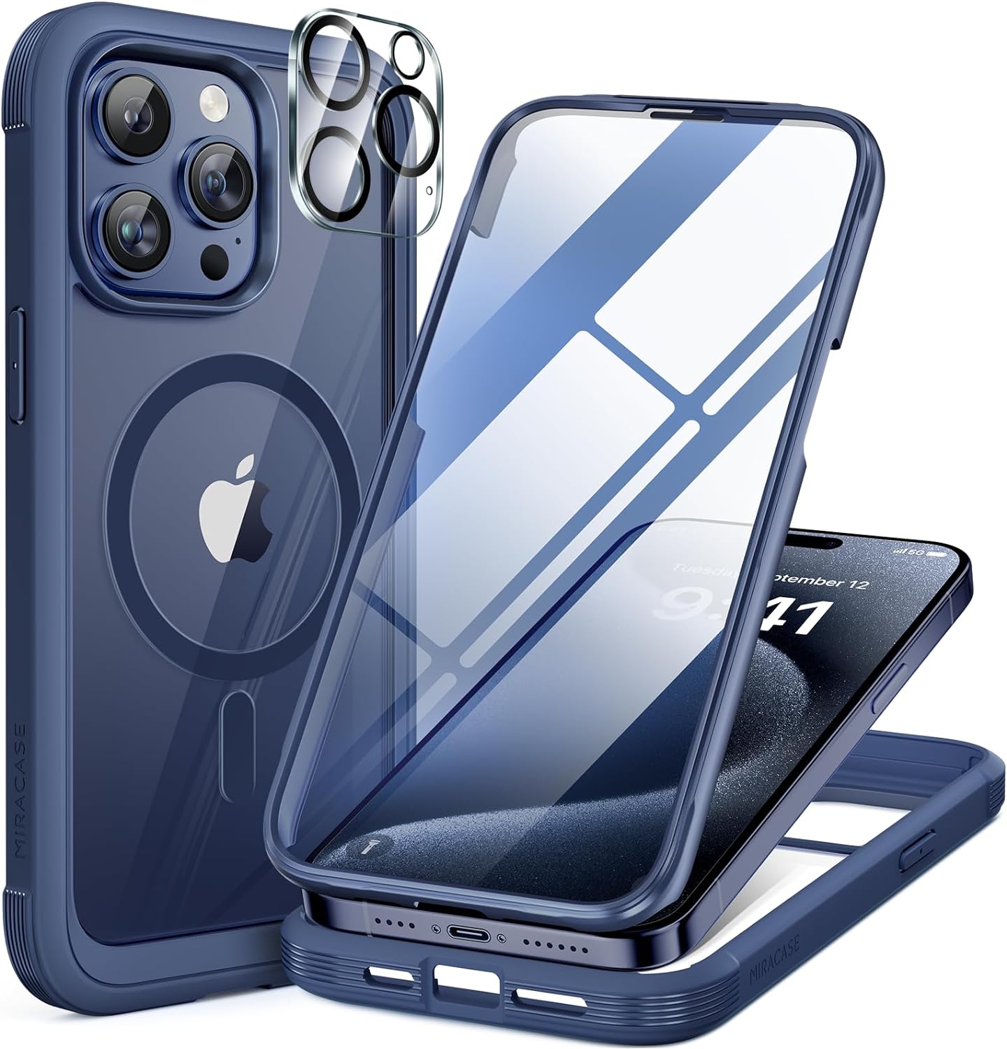 Miracase Magnetic for iPhone 16 Pro Max Case 6.9'' [Compatible with MagSafe] Full-Body Phone case with Built-in Glass Screen Protector& Camera Protector,Drop Proof 16 Pro Max Cover,Desert Brown