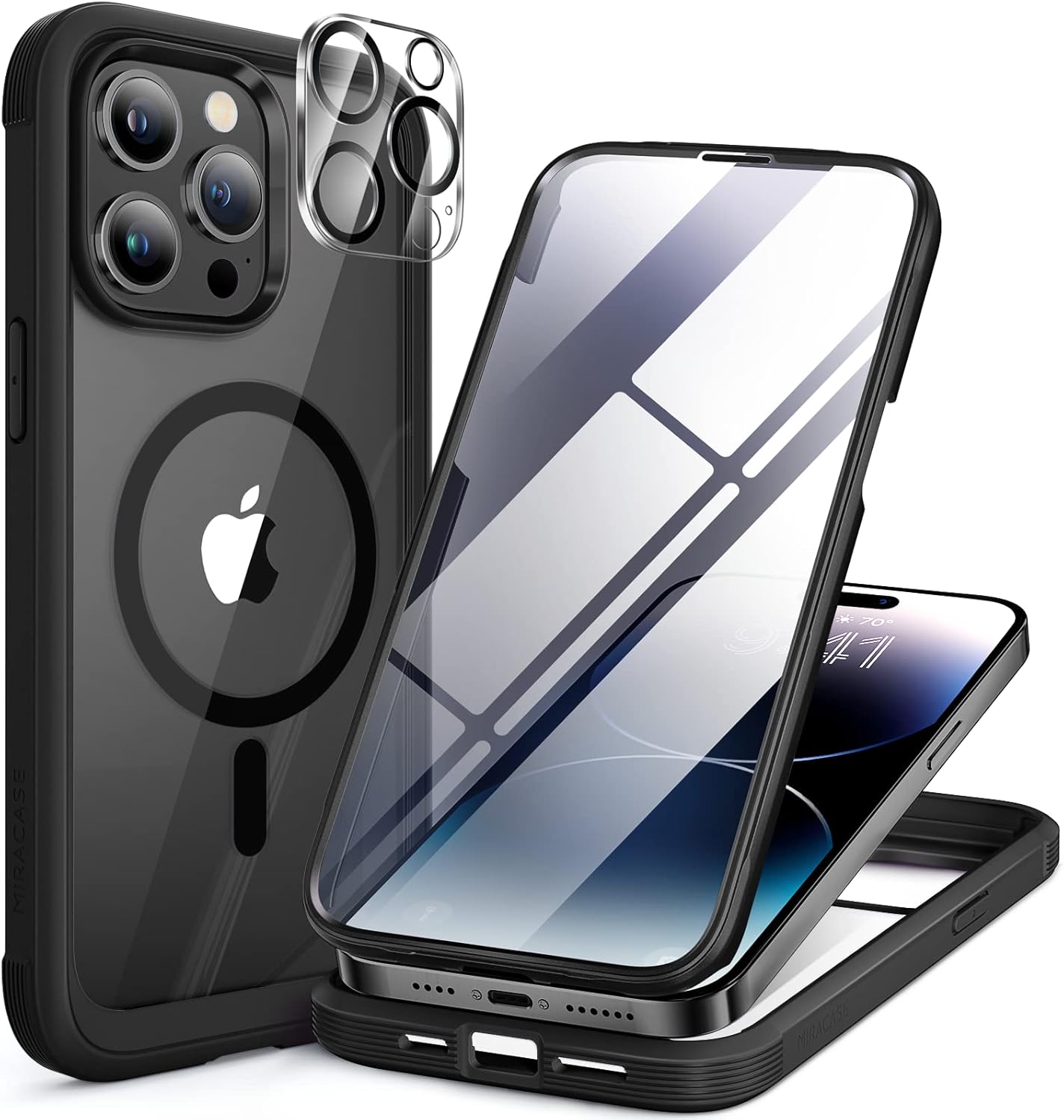 Miracase Magnetic for iPhone 16 Pro Max Case 6.9'' [Compatible with MagSafe] Full-Body Phone case with Built-in Glass Screen Protector& Camera Protector,Drop Proof 16 Pro Max Cover,Desert Brown