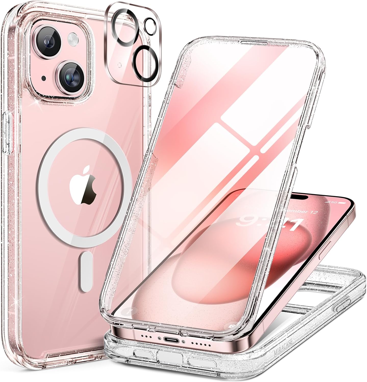 Miracase Magnetic for iPhone 16 Pro Max Case 6.9'' [Compatible with MagSafe] Full-Body Phone case with Built-in Glass Screen Protector& Camera Protector,Drop Proof 16 Pro Max Cover,Desert Brown