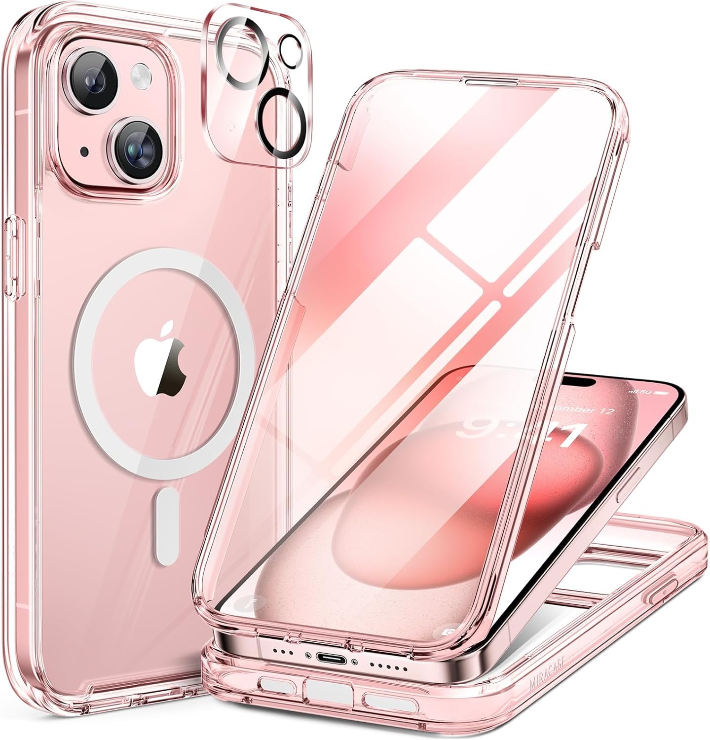 Miracase Magnetic for iPhone 16 Pro Max Case 6.9'' [Compatible with MagSafe] Full-Body Phone case with Built-in Glass Screen Protector& Camera Protector,Drop Proof 16 Pro Max Cover,Desert Brown