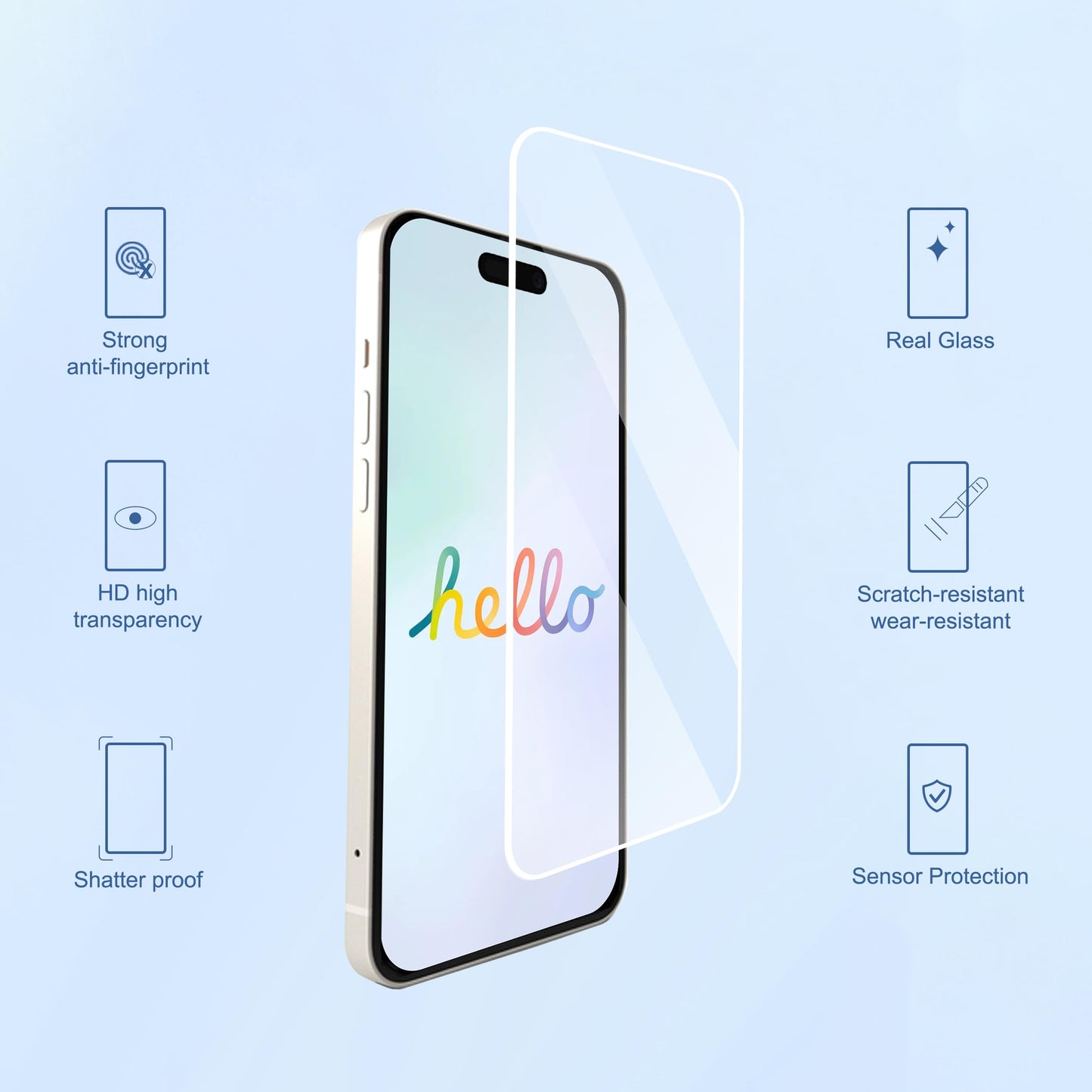 Ailun 5 Pack Screen Protector for iPhone 16 Pro Max [6.9 inch] + 3 Pack Camera Lens Protector with Installation Frame,Sensor Protection,Dynamic Island Compatible,Case Friendly Tempered Glass Film
