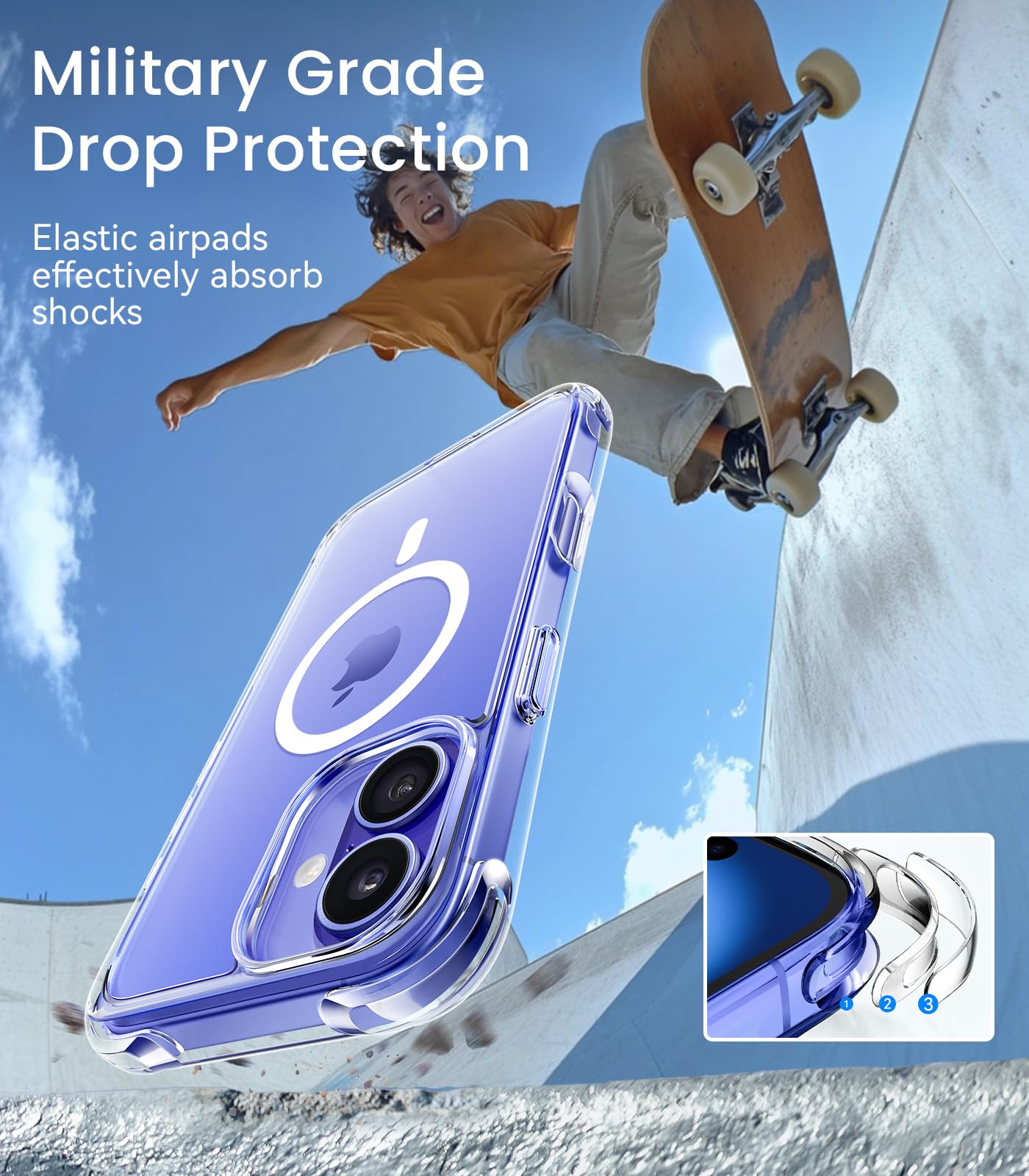 Mkeke for iPhone 16 Pro Max Case Clear [Not-Yellowing] [Military-Grade Drop Protection] Shockproof Protective Clear iPhone 16 Pro Max Case Phone Bumper case for Apple 6.9 inch 2024