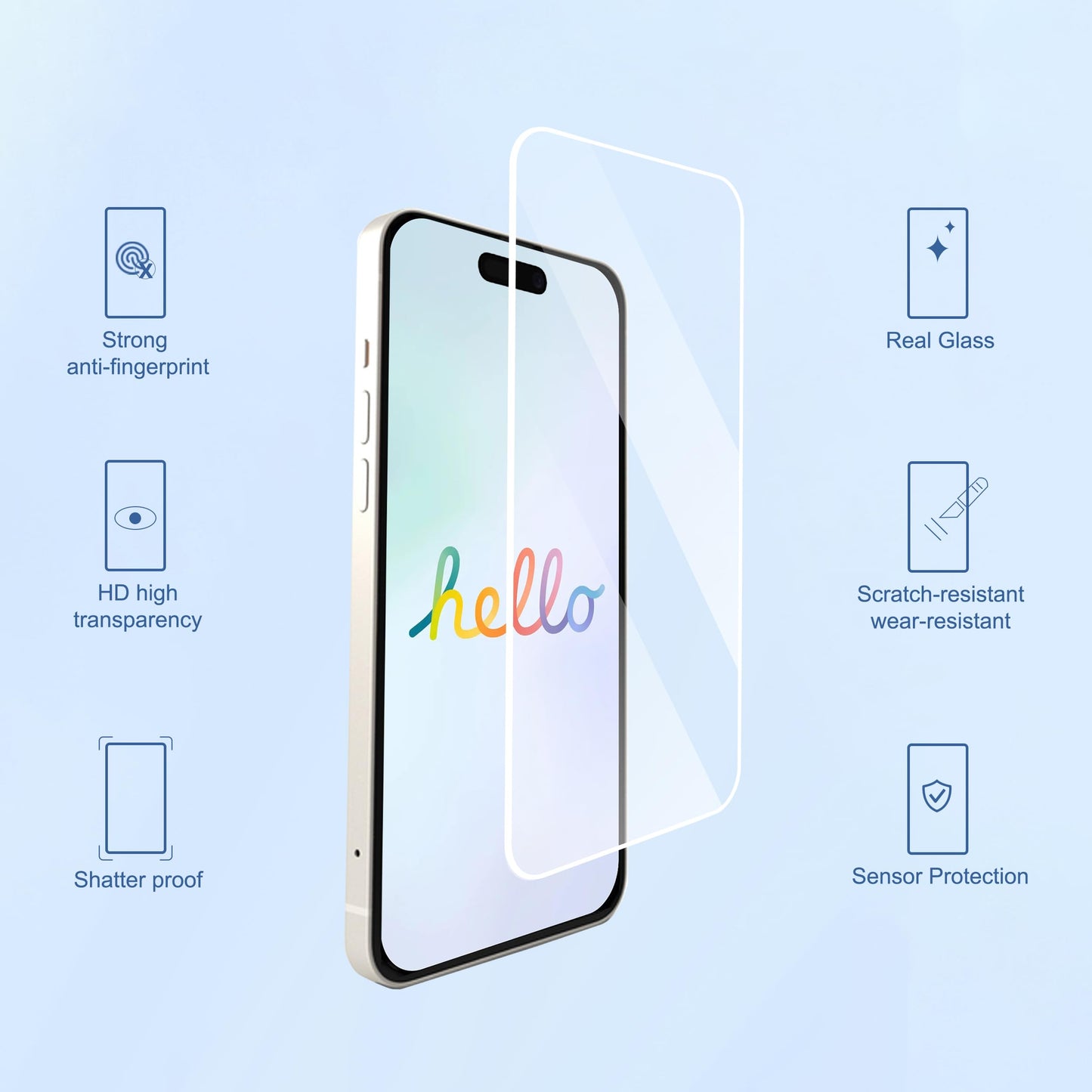 Ailun 5 Pack Screen Protector for iPhone 16 Pro Max [6.9 inch] + 3 Pack Camera Lens Protector with Installation Frame,Sensor Protection,Dynamic Island Compatible,Case Friendly Tempered Glass Film