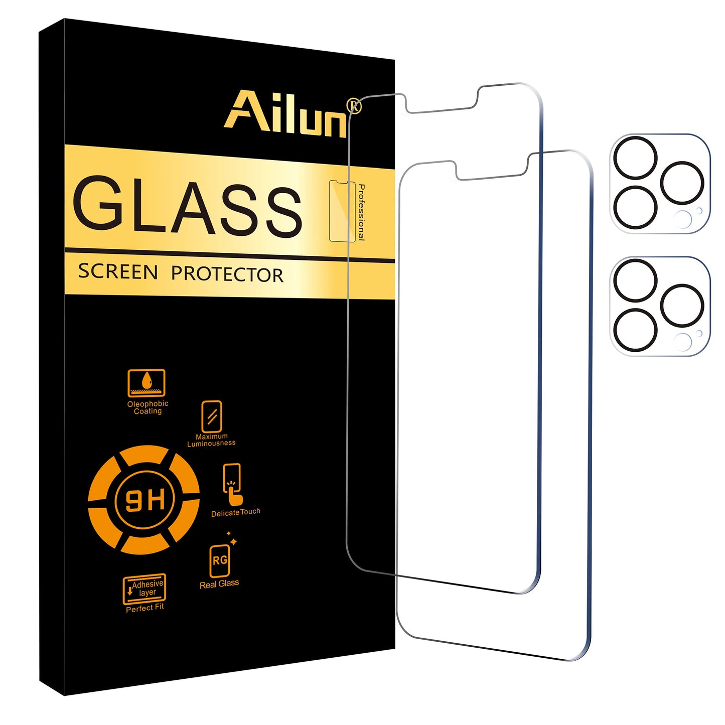 Ailun 5 Pack Screen Protector for iPhone 16 Pro Max [6.9 inch] + 3 Pack Camera Lens Protector with Installation Frame,Sensor Protection,Dynamic Island Compatible,Case Friendly Tempered Glass Film