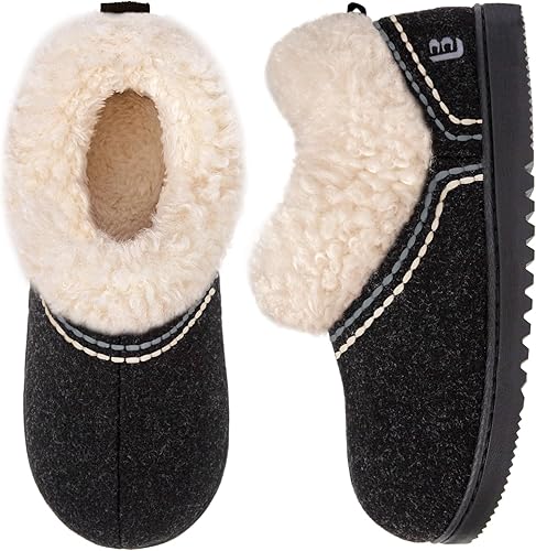 Women's Cozy Bootie Slippers Memory Foam Warm House Shoes with Fluffy Collar Non-Slip Indoor Outdoor