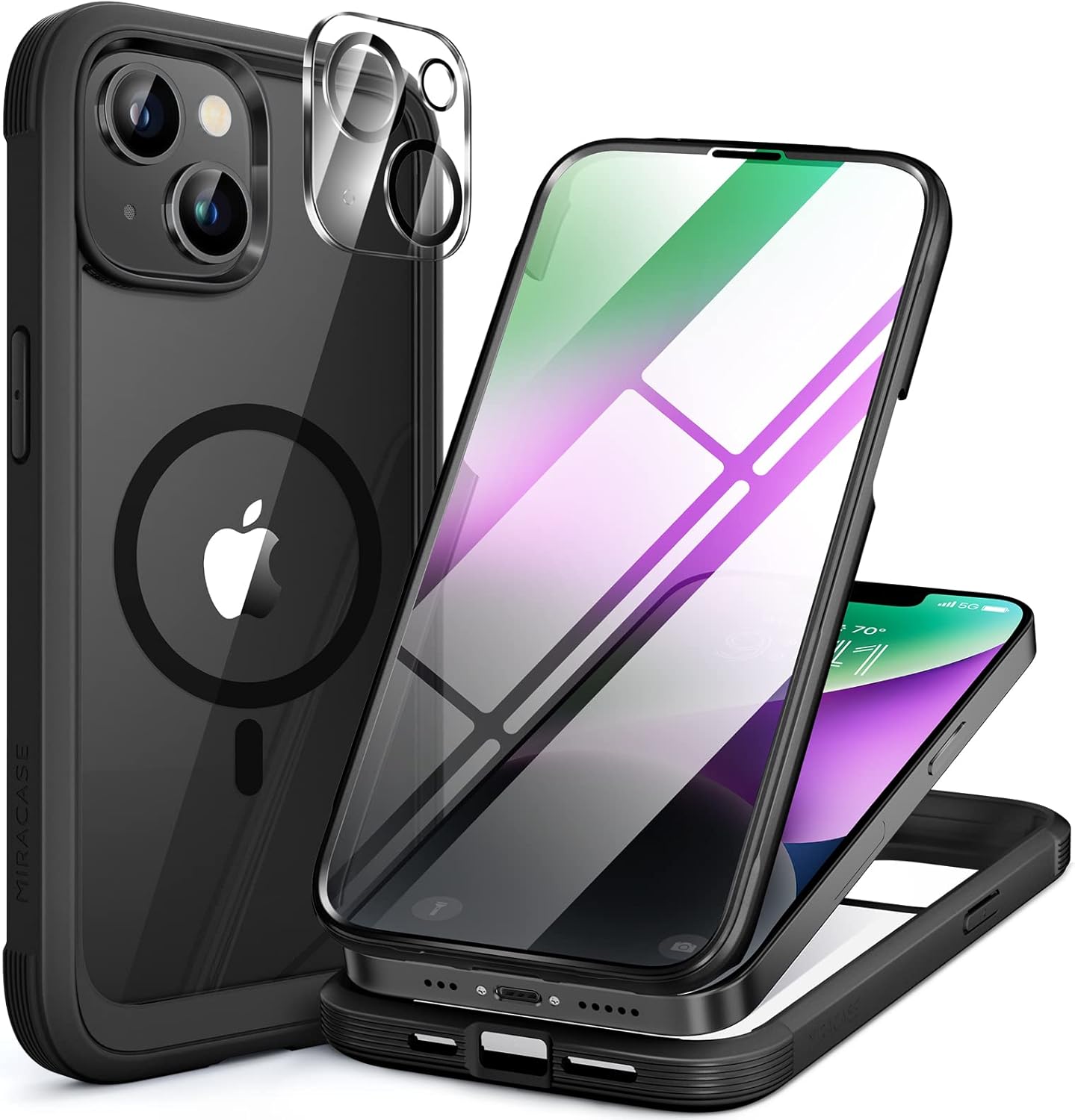 Miracase Magnetic for iPhone 16 Pro Max Case 6.9'' [Compatible with MagSafe] Full-Body Phone case with Built-in Glass Screen Protector& Camera Protector,Drop Proof 16 Pro Max Cover,Desert Brown