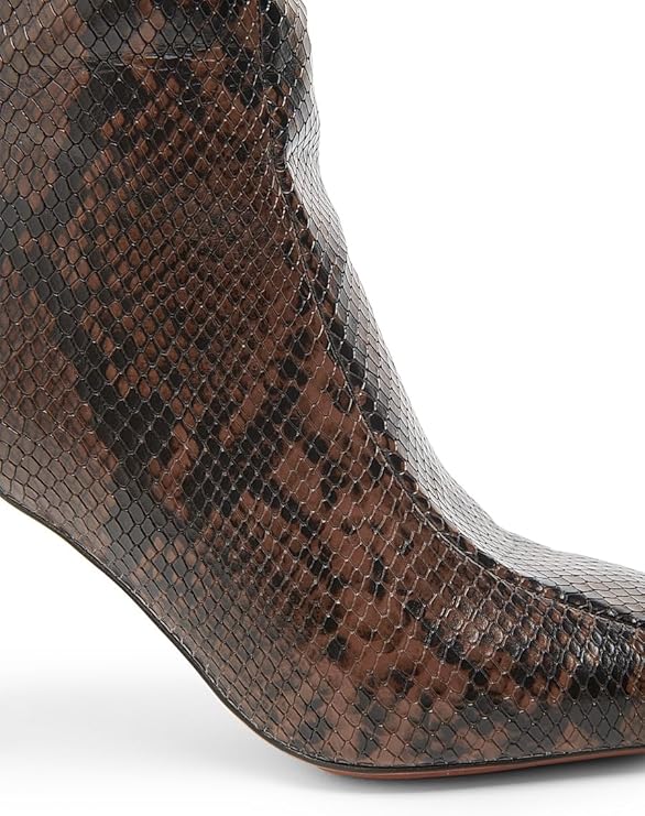 95MM Snakeskin-Printed Knee-High Boots, 39.5 (9.5), Coffee