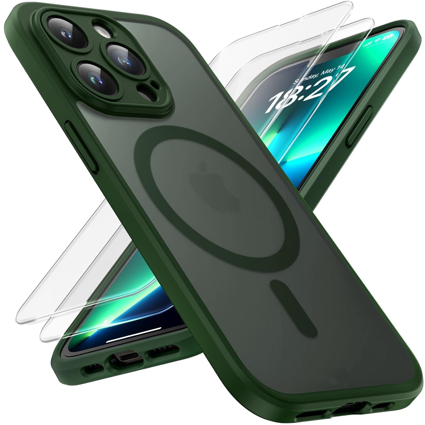 TOCOL for iPhone 16 Pro Max Case, Compatible with Magsafe, Full Camera Protection, Drop Protection, Magnetic Translucent Matte Back Bumper Phone Case for 16 Pro Max 6.9-Inch (Black)