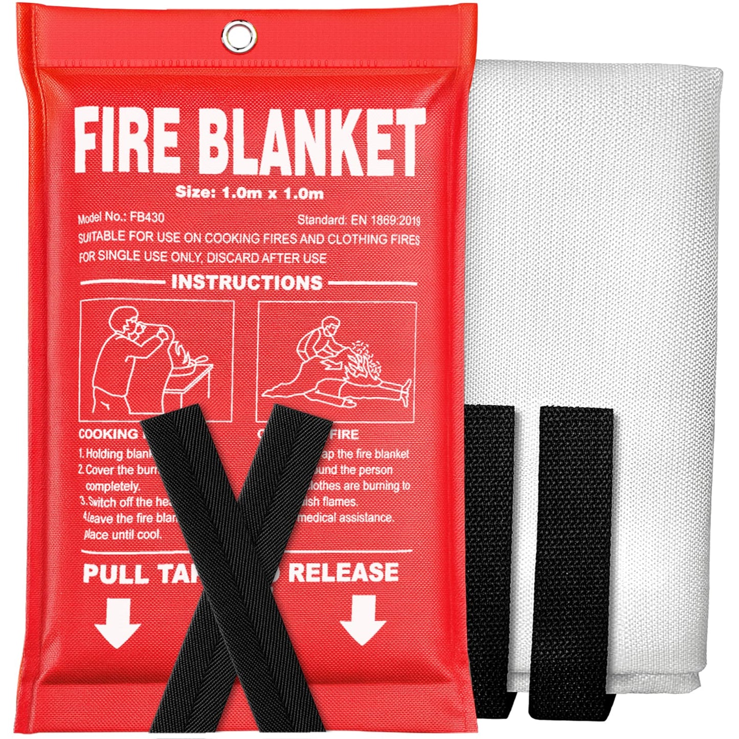 Fire Blanket 4 Pack - 40" x 40" Prepared Emergency Fire Blanket for Home and Kitchen, RV, Grill, Fireplace, Safe & Easy for Young Adults and Elderly Living Alone