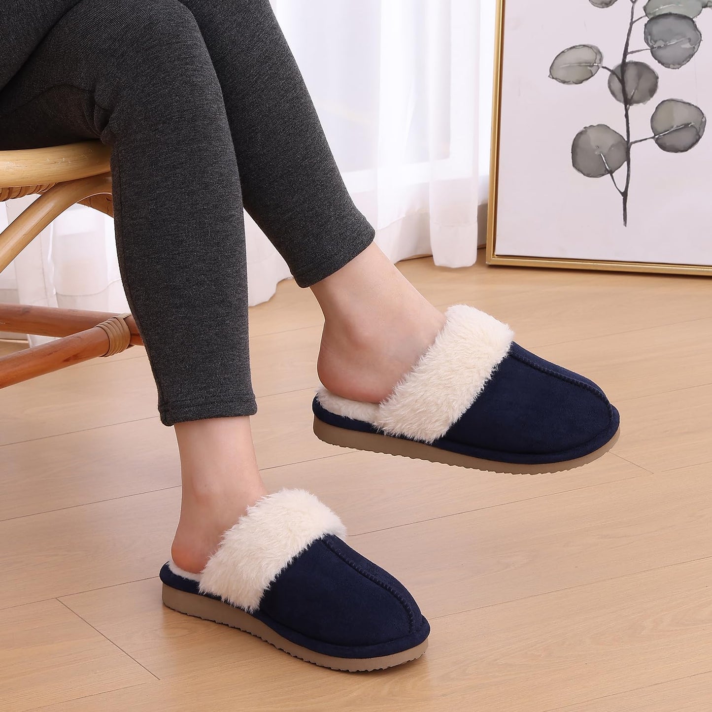 Litfun Women's Fuzzy Memory Foam Slippers Fluffy Winter House Shoes Indoor and Outdoor