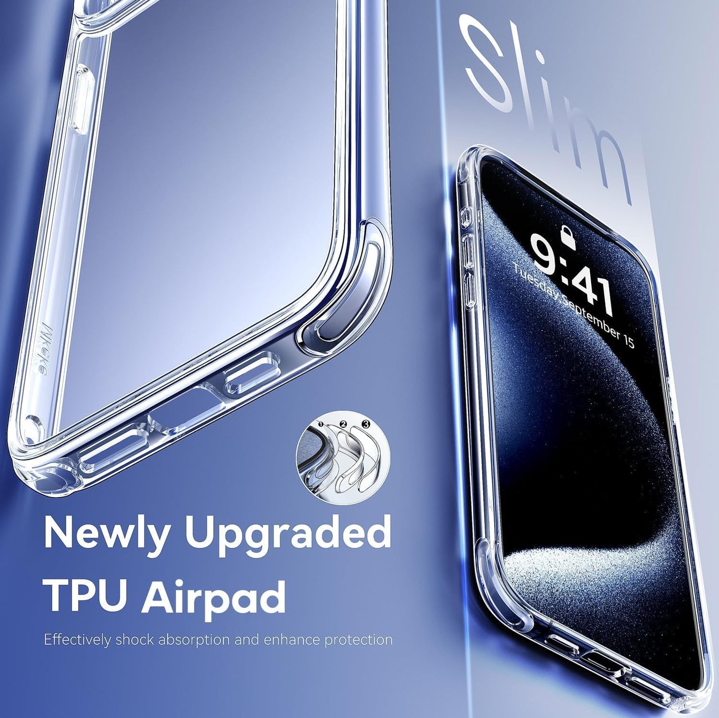 Mkeke for iPhone 16 Pro Max Case Clear [Not-Yellowing] [Military-Grade Drop Protection] Shockproof Protective Clear iPhone 16 Pro Max Case Phone Bumper case for Apple 6.9 inch 2024