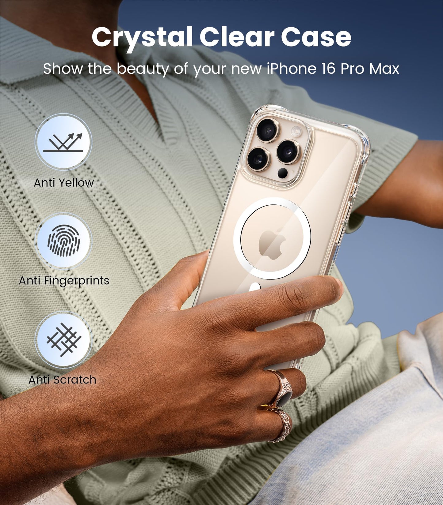 Mkeke for iPhone 16 Pro Max Case Clear [Not-Yellowing] [Military-Grade Drop Protection] Shockproof Protective Clear iPhone 16 Pro Max Case Phone Bumper case for Apple 6.9 inch 2024