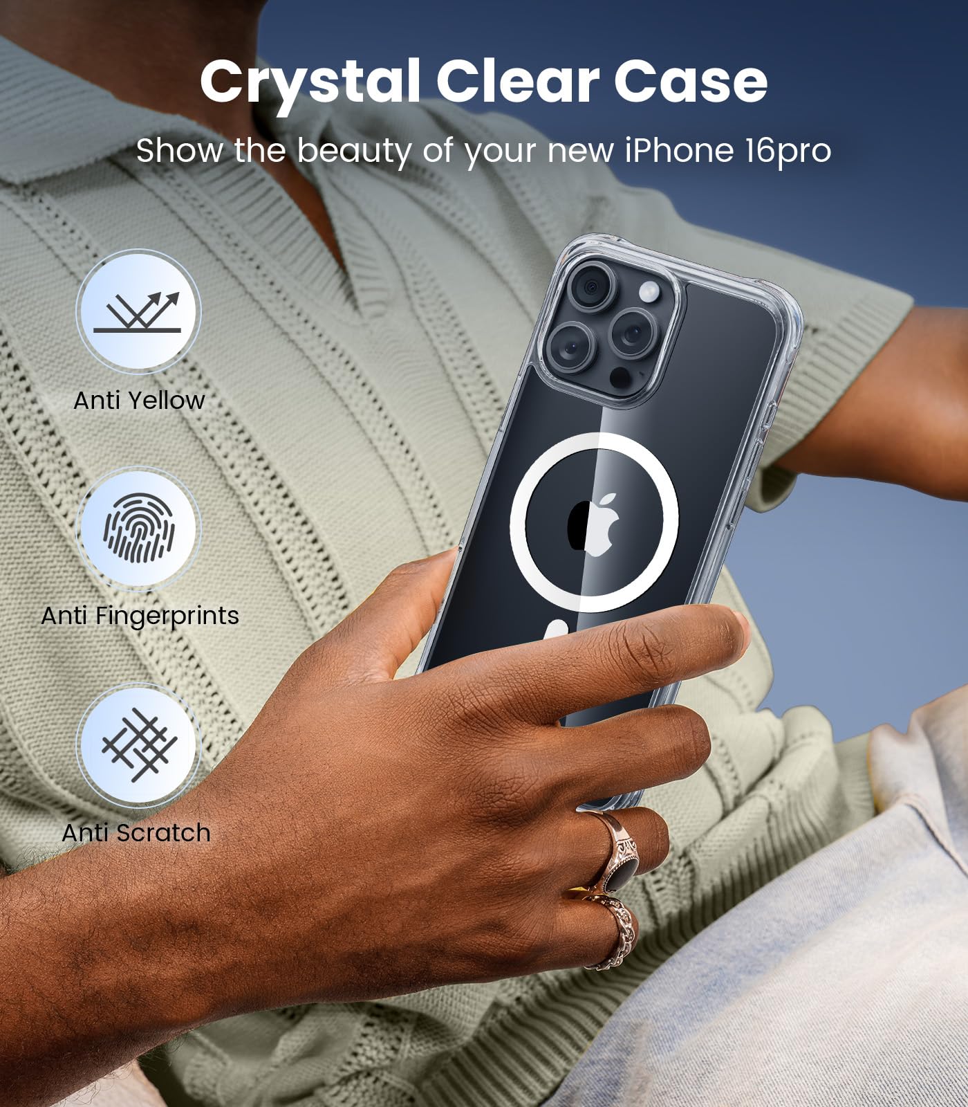 Mkeke for iPhone 16 Pro Max Case Clear [Not-Yellowing] [Military-Grade Drop Protection] Shockproof Protective Clear iPhone 16 Pro Max Case Phone Bumper case for Apple 6.9 inch 2024