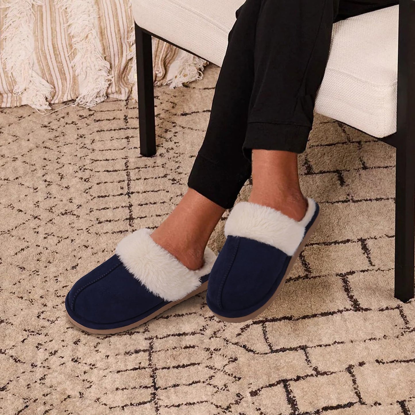 Litfun Women's Fuzzy Memory Foam Slippers Fluffy Winter House Shoes Indoor and Outdoor