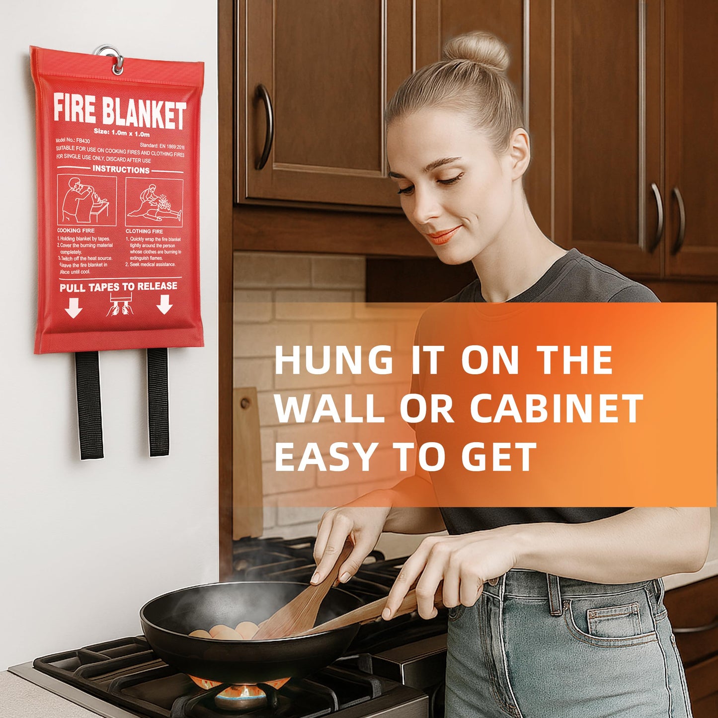 Fire Blanket 4 Pack - 40" x 40" Prepared Emergency Fire Blanket for Home and Kitchen, RV, Grill, Fireplace, Safe & Easy for Young Adults and Elderly Living Alone