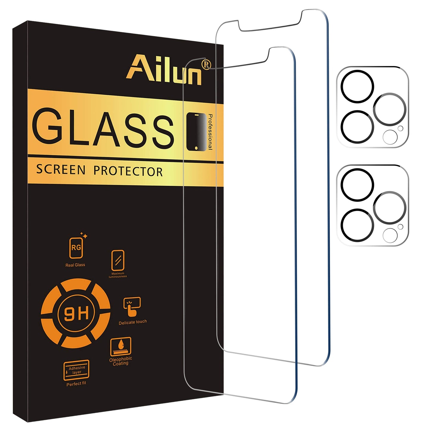 Ailun 5 Pack Screen Protector for iPhone 16 Pro Max [6.9 inch] + 3 Pack Camera Lens Protector with Installation Frame,Sensor Protection,Dynamic Island Compatible,Case Friendly Tempered Glass Film
