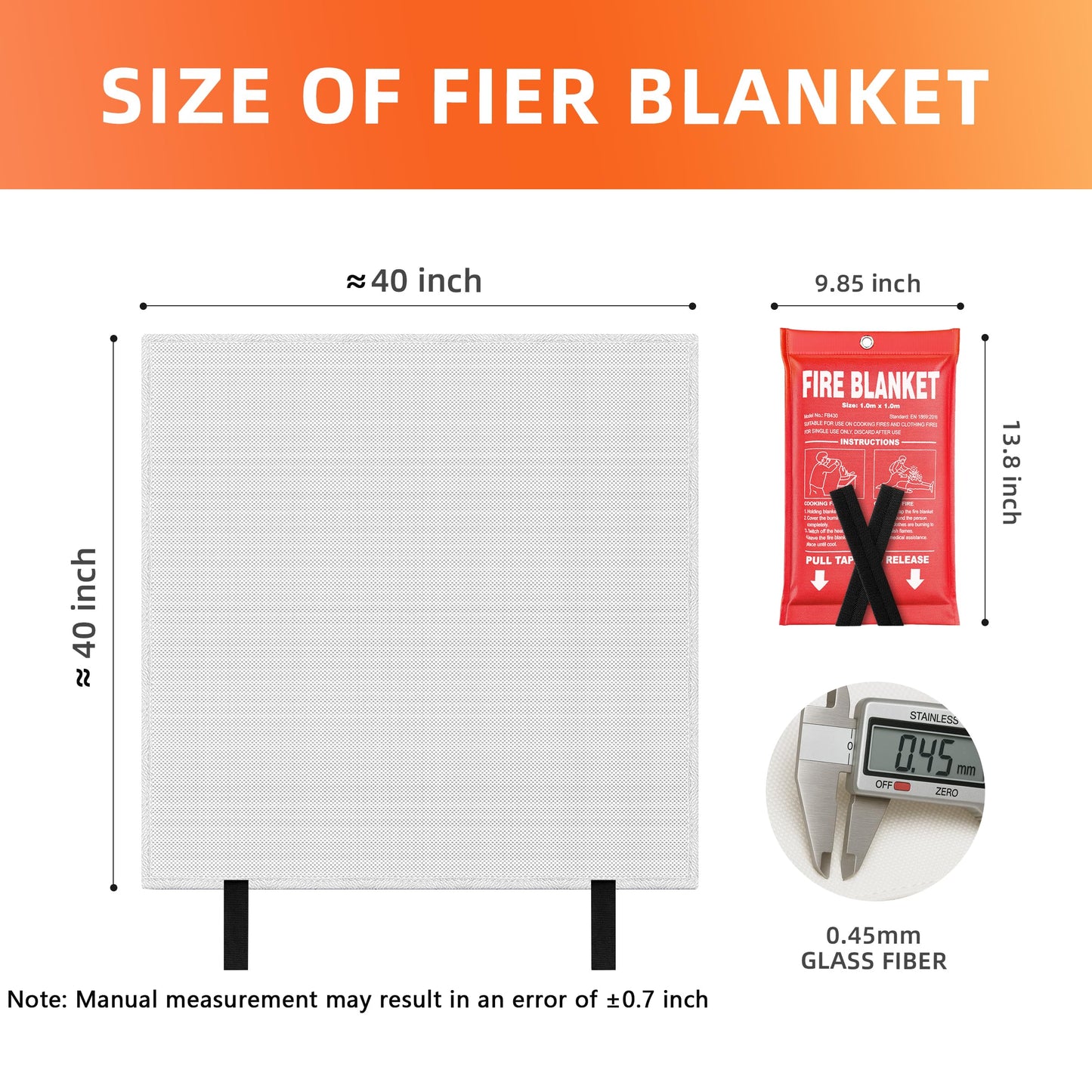 Fire Blanket 4 Pack - 40" x 40" Prepared Emergency Fire Blanket for Home and Kitchen, RV, Grill, Fireplace, Safe & Easy for Young Adults and Elderly Living Alone