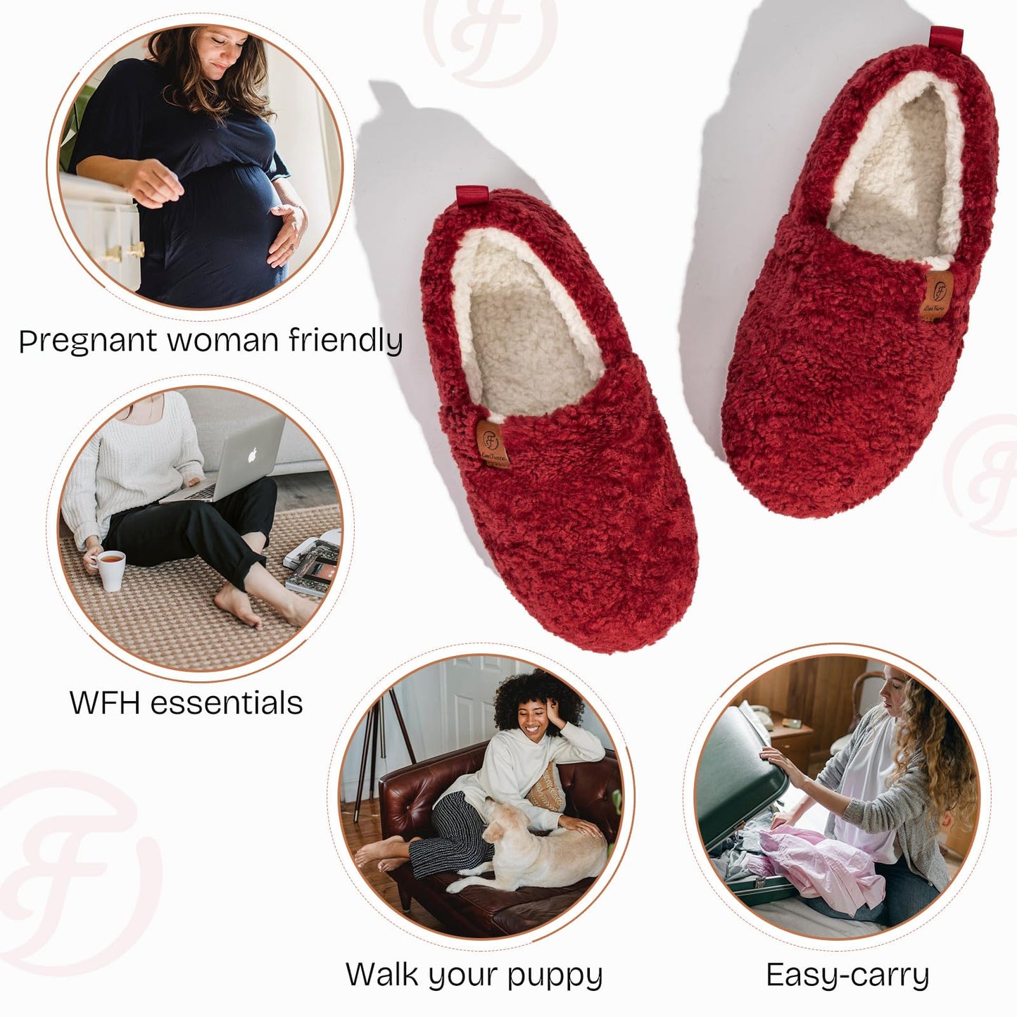 EverFoams Women’s Soft Curly Full Slippers Memory Foam Lightweight House Shoes Cozy Loafer with Polar Fleece Lining