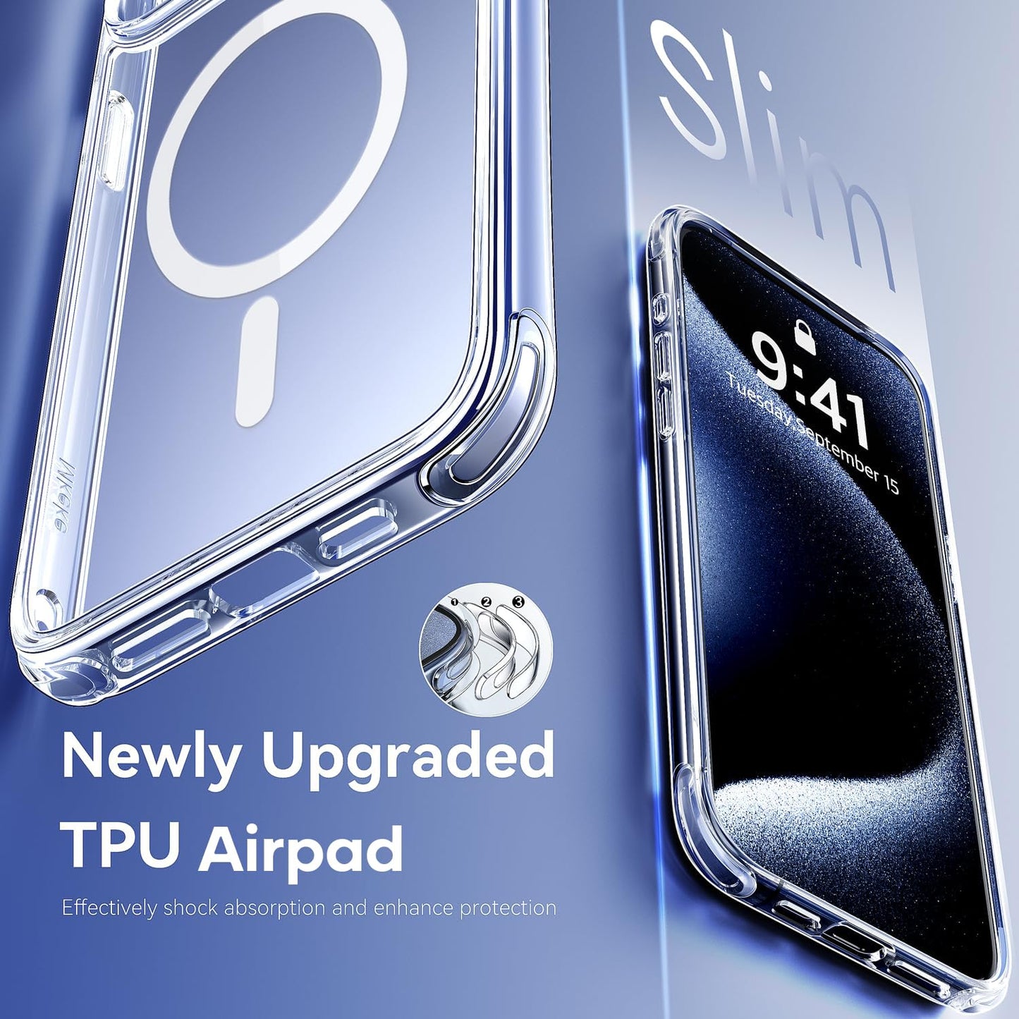 Mkeke for iPhone 16 Pro Max Case Clear [Not-Yellowing] [Military-Grade Drop Protection] Shockproof Protective Clear iPhone 16 Pro Max Case Phone Bumper case for Apple 6.9 inch 2024